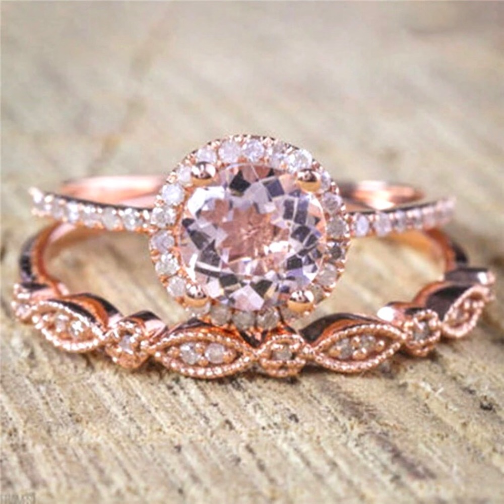 Rose gold engagement ring cz fashion ring blush